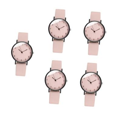 Imagem de CALLARON 5 Unidades Relógio De Quartzo Feminino Brinquedos De Relógio De Couro Assistir Com Segunda Mão Para Enfermeiras Decoração Rosa Mulheres Aço Inoxidável Presente Cuidado