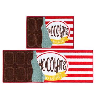 Imagem de Kit Tapete Cozinha Camesa 2 Pecas  Chocolate Anti Derrapante