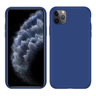 Imagem de Capa de silicone líquido original luxuosa para iPhone 11 Pro Max 7 8 6 6S Plus XR X XS MAX 5 5S SE 11 Capa traseira à prova de choque, azul escuro, para iphone 7
