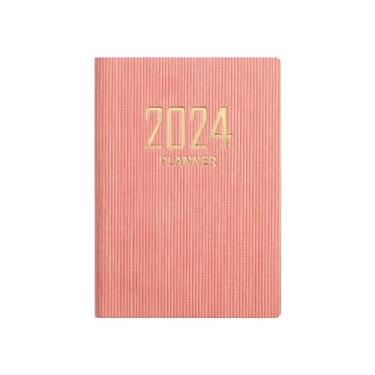 Imagem de menolana Agenda caderno planejador diário sem data planejador mensal organizador de trabalho notebook portátil organizador pessoal aprendizagem notebook, Rosa