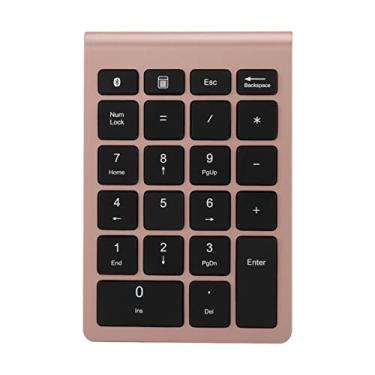 Imagem de Teclado numérico de 22 teclas, mini teclado portátil 0,25 MA 3 V sem fio compatível com Bluetooth 5.0 mini teclado ergonômico sem fio para laptop, computador desktop PC (ouro rosa)