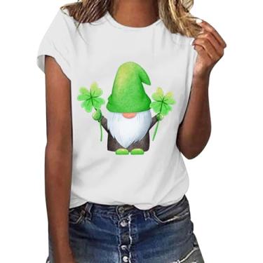 Imagem de Camisetas de Dia de São Patrício para mulheres Shamrock Camiseta Dia de São Patrício Trevo Verde Sorte Tops de Manga Curta, Bronze nº 5, M