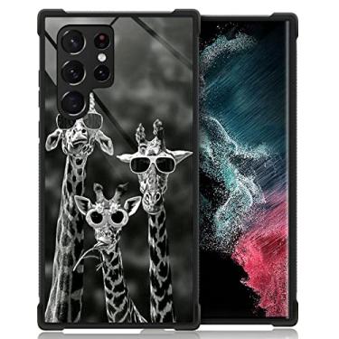Imagem de CARLOCA Compatível com Samsung Galaxy S23 Ultra, capas pretas e brancas engraçadas girafas família S23 Ultra para meninas e mulheres, design gráfico moderno à prova de choque proteção contra quedas