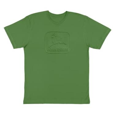 Imagem de John Deere Camiseta masculina estampada vintage TM manga curta em relevo, Verde, G