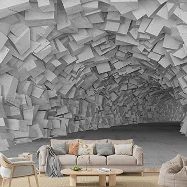 Imagem de COKCOKR Papel de parede 3D pedras túnel espaço estéreo parede mural papel de parede tapiz para quarto sala de estar TV fundo estúdio de parede 274.3 cm x 190.5 cm (não autoadesivo)