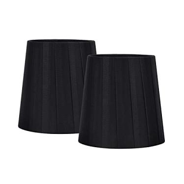 Imagem de LAMPWELL MIRA Candeeiro de parede pequeno com clipe para lustre de mesa, conjunto de 2, barril pequeno, 14 x 10 cm x A 14 cm, fita de tecido, feita à mão, decoração moderna, apenas para lâmpada de