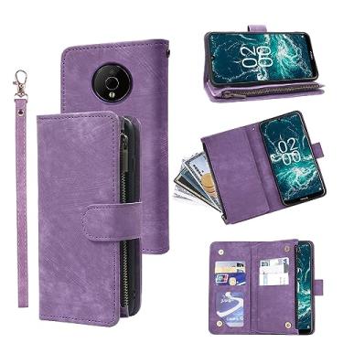 Imagem de Compatível com Nokia C200 capa carteira alça de pulso cordão e couro vintage premium flip porta-cartão de crédito suporte acessórios celular fólio capa para celular N151DL C 200 200C 4G mulheres