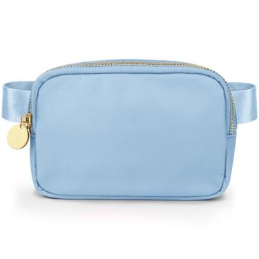 Imagem de DANCOUR Pochete feminina com alça ajustável, bolsa tiracolo moderna para viagens, caminhadas, corrida, uso diário, leve, pequena, para mulheres e meninas, Azul claro, One Size, Bolsa de cinto de