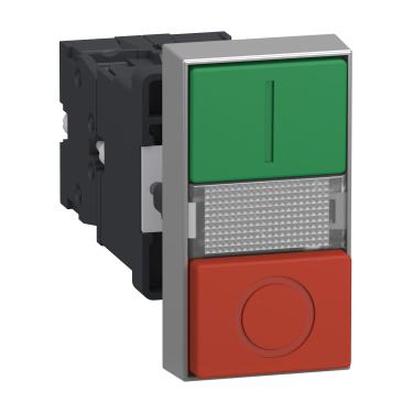 Imagem de Botão Duplo XA2 Sinal Verde/Vermelho 1NA+1NF XA2EW7L3741M5 220V - Schneider Schneider