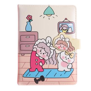 Imagem de Joucien Página de título tridimensional colorida Hot Stamping Hand Ledger PU Magnetic Buckle Hand Ledger Student Girl Cute Notebook - Cute D