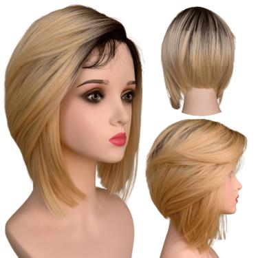Imagem de Peruca Front Lace Wig Long Bob Orgânica Curta Bio Fibra