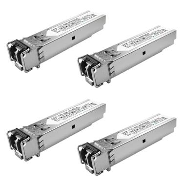 Imagem de Pacote com 4 transceptores LC multimodos 1.25G SFP 1000Base-SX, MMF de 850 nm, alcance de 550 m - Compatível com Cisco SFP-GE-S, Meraki MA-SFP-1GB-SX, Ubiquiti UF-MM-1G, Mikrotik, TP-Link, Netgear,