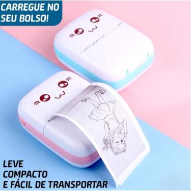Imagem de Mini Impressora Térmica Portátil Escolar Sem Fio - DONMIX, Azul