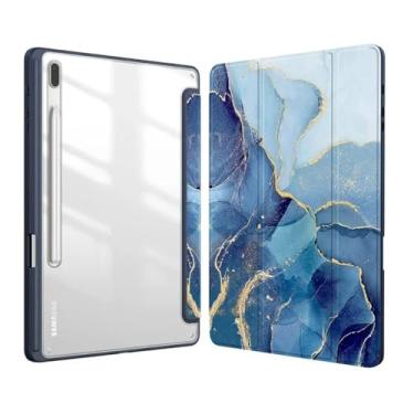 Imagem de Suporte de lápis para tablet Samsung Galaxy Tab S9 FE 11 Plus 12,4 polegadas 2023 capa Tab A9 S9 S8 S7 11 polegadas Plus 31,5 cm (mármore oceano, Tab S7 FE 12,4)