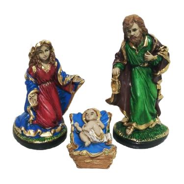 Imagem de Presepio Natalino Italiano 20cm Enfeite 3 peças Gesso