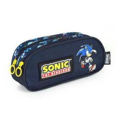Imagem de Estojo Escolar Duplo Infantil Meninos Sonic et47533 - Luxcel
