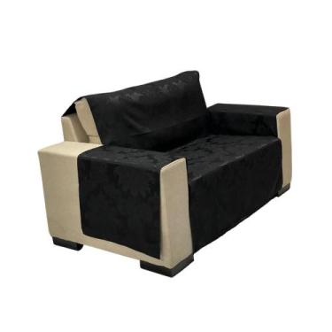 Imagem de Protetor Para Sofá Com Braços Jacquard - MUMUDECOR, 22 PRETO, 3 LUGARE