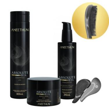 Imagem de Kit Aneethun Shampoo,Máscara,Finalizador Absolute Oil+Escova