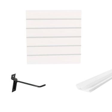 Imagem de Painel Canaletado Branco em Mdf 0,61 x 0,61m com Perfil Pvc Branco e 2