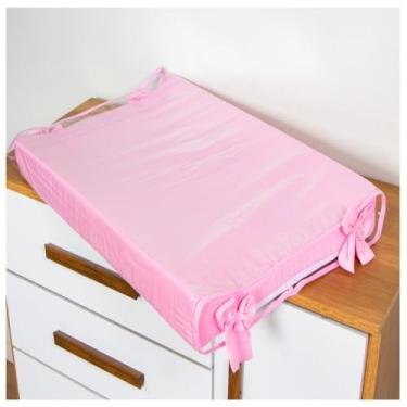 Imagem de Trocador Bebê Cômoda Anatômico Branco Impermeável Capa Plástica Cores (Rosa)