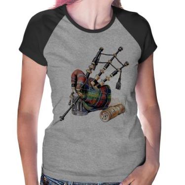 Imagem de Baby Look Raglan Gaita de Foles - Foca na Moda, Cinza, Preto, GGG