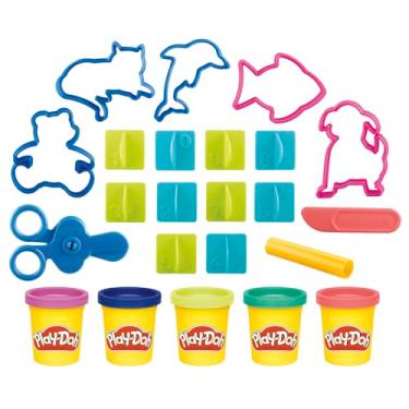 Imagem de Play-Doh Conjunto de massinha Brincar e Aprender, kit com 5 potes de massinha de modelar, tapete de atividades e acessórios para brincadeiras criativas, presente de Natal para crianças acima de 3 anos