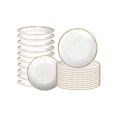 Imagem de Jogo De Pratos 24 Peças Rústico Marrom Em Porcelana Decorada - Tramontina