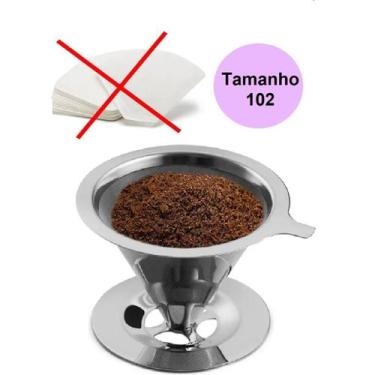 Imagem de Coador Café Inox Não Precisa De Filtro 4 Xicaras Tamanho 102 - Ke Home