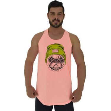 Imagem de Regata Longline Estampada Masculina MXD Conceito Pug de Gorro, Laranja