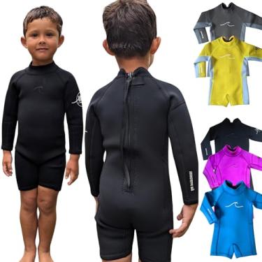 Imagem de Selective HA Roupa de mergulho para bebês, bebês, crianças de 1,5 mm e 2,5 mm, neoprene de manga comprida, roupa de mergulho curta, Yamamoto e versões tradicionais de neoprene (ônix preto 2,5 mm