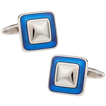 Imagem de Abotoaduras esmaltadas azuis reflexivas com caixa de apresentação Cuff-Daddy