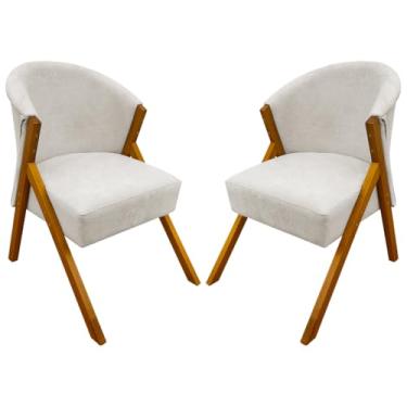 Imagem de Kit 2 Poltronas Para Sala Decorativas Cadeiras Reforçadas Para Recepção Sala De Espera Consultório Escritório Confortável Em Madeira Maciça You Bouclé Premium Bege