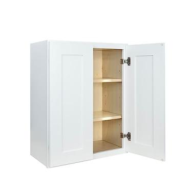 Imagem de Hollywood Fabiani Design Armário de cozinha de parede Shaker pronto para montar, 68,5 cm L x 30,5 cm P x 91,44 cm A, branco