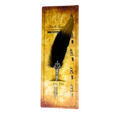 Imagem de Caneta Tinteiro Pena Simples Preto com Dourado