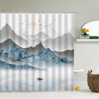 Imagem de Cortina de banho de paisagem Cortinas de chuveiro à prova d'água Padrão Tela de banho Cortina impressa para banheiro, 4395X, L210xA180cm