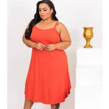 Imagem de Vestido Feminino Plus Size de Alça Longo Soltinho Verão em Tecido Visc