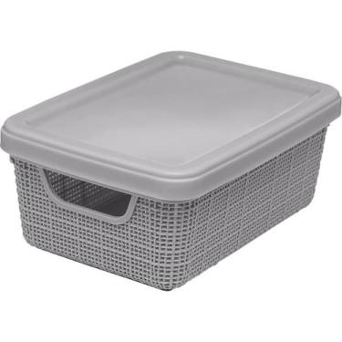 Imagem de Cesta Organizadora Retangular Com Tampa Juta 1,8 L - Jaguar, Cinza