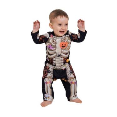 Imagem de Fantasia Infantil Menino Esqueleto Dia Das Bruxas Festa Carnaval e Hal