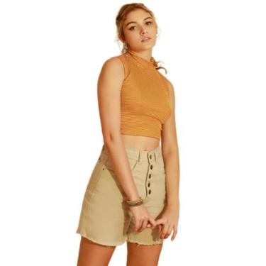 Imagem de Shorts Feminino Sarja Boyfriend Razon Jeans, 38, Areia