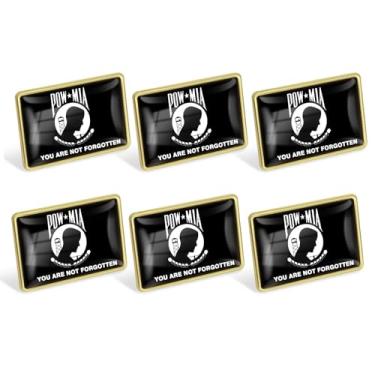 Imagem de 6/12/50/100 peças de alfinetes de lapela de bandeira Pow Mia a granel - broches militares de metal POW/MIA organizações ativistas broche emblema lembrança, 22X15MM, Metal, Sem pedras preciosas