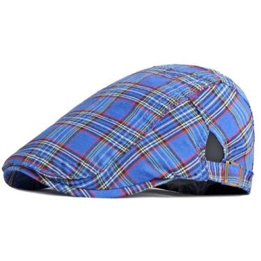 Imagem de Boina Plana Xadrez Design Italiana Pintor Casual Boné Unissex Moda Pri