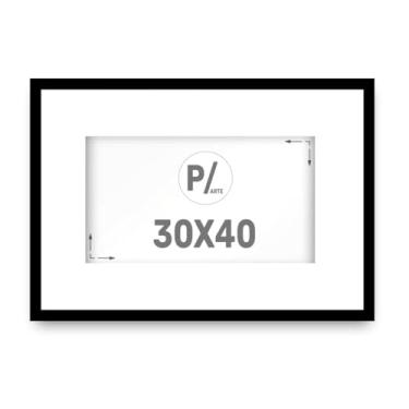 Imagem de Moldura para Arte 30x40 cm com Paspatur Pôster Arte com Proteção Petg (Preto)