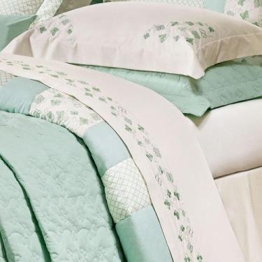 Imagem de Roupa de Cama Casal Lençol Padrão Bordado Percal 200 Fios Algodão 04 P