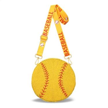 Imagem de NVENF Bolsa esportiva feminina com contas de beisebol, basquete, futebol, bolsa tiracolo para o dia do jogo, roupas para fãs de esportes, presentes, Várias cores