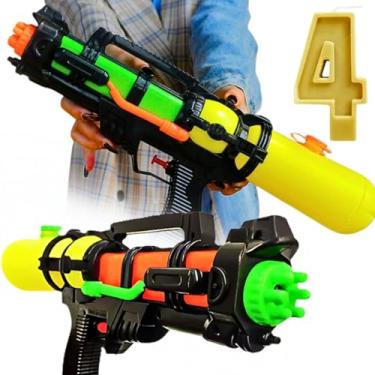 Imagem de Kit Brinquedos 4 Pistola de água tamanho grande arminha d'agua piscina praia verão lança água water gun presente aniversário dia das crianças menino menina 5 anos natal