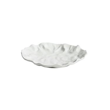 Imagem de Prato de cerâmica plissado para fritar, prato de bife de estilo ocidental japonês doméstico - 25,4 cm branco