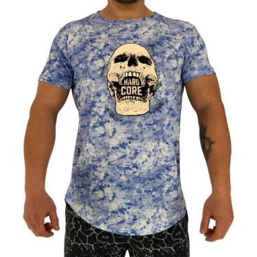 Imagem de Camiseta Longline Manga Curta MXD Conceito Hardcore Skull, Azul claro,