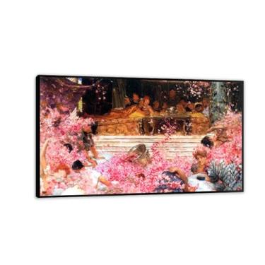 Imagem de Estudo emoldurado preto para as rosas de Heliogábalo por Lawrence Alma Tadema Impressões, reprodução de pintura a óleo, impressão giclée em tela, arte de parede pronta para pendurar para decoração de