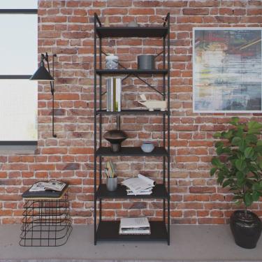 Imagem de Estante Alta com 6 Prateleiras 185x60x33cm Yon Preto
