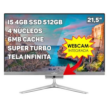 Imagem de Computador All In One Intel Core i5 21,5 4GB ssd 512GB 4 Núcleos Super Turbo Hdmi Webcam Strong Tech